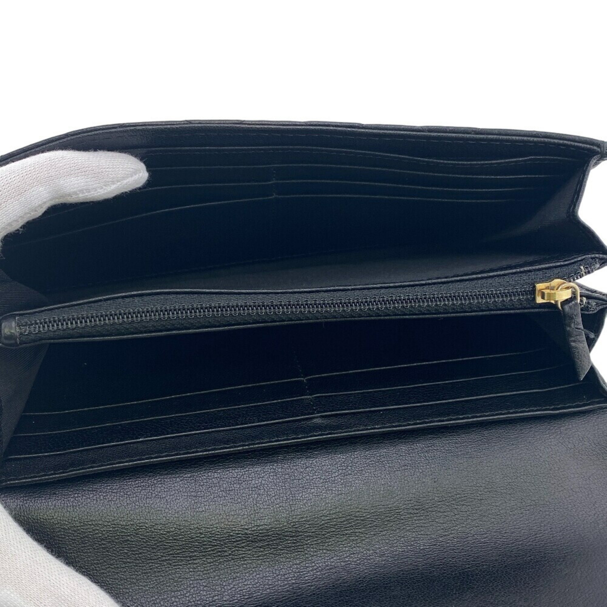 CHANEL Coco Mark Matelasse Long Wallet Black Women's