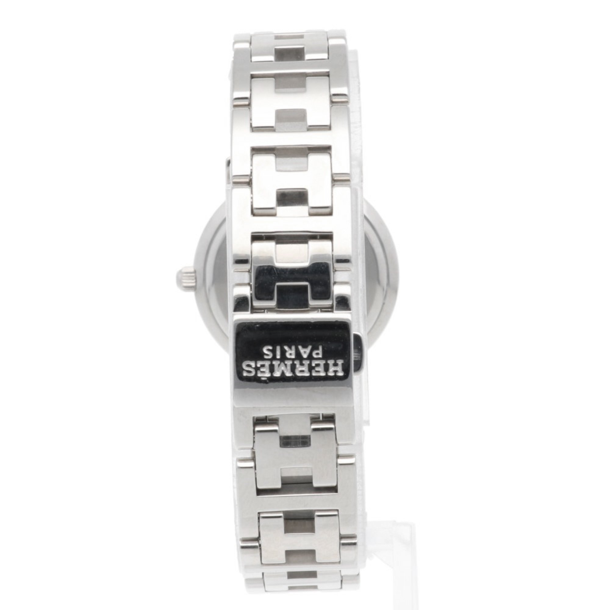 Hermes Clipper Watch Stainless Steel CL4.230 Quartz Ladies HERMES Bezel Diamond Shell Dial Overhauled