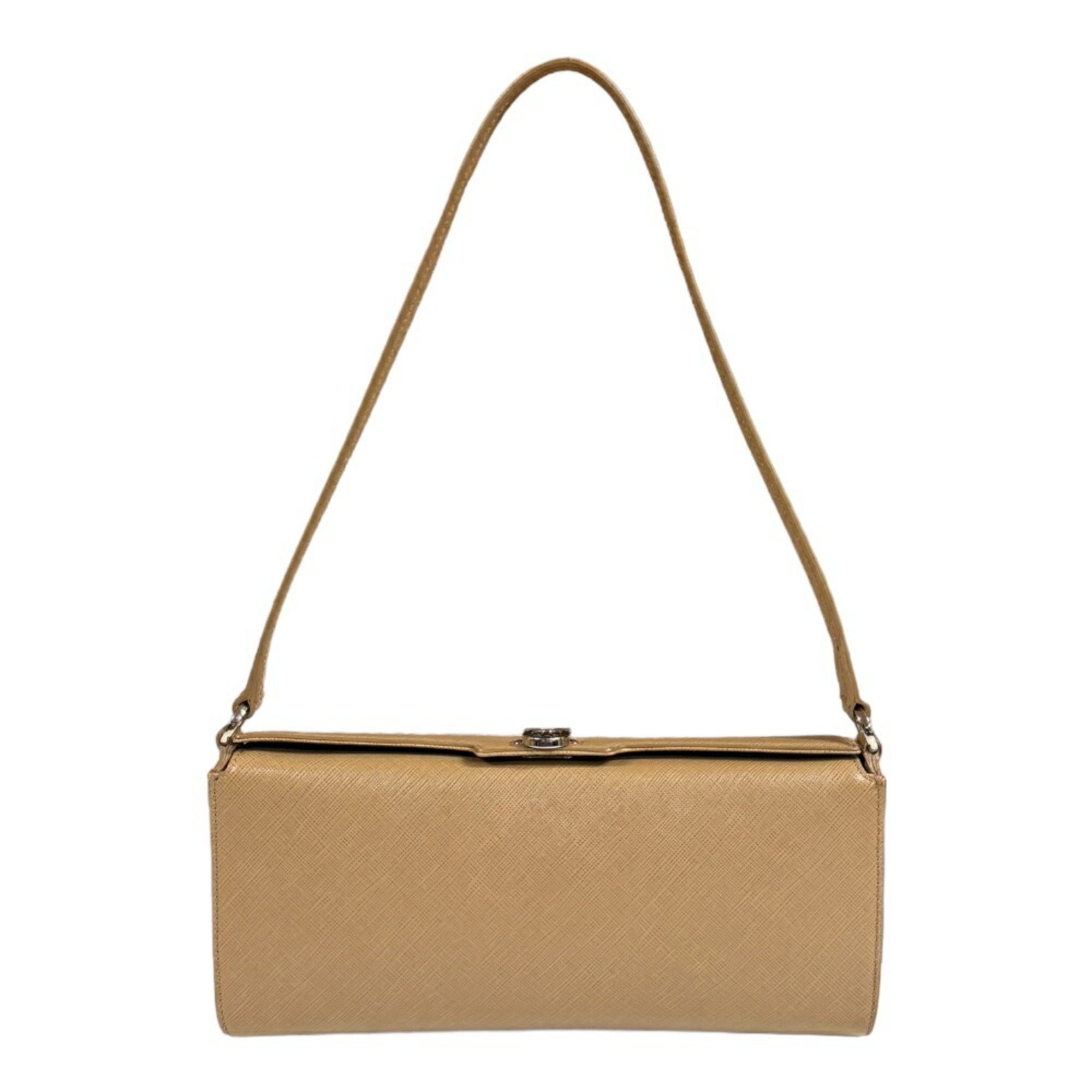 Salvatore Ferragamo Gancini Shoulder Bag Leather AU-21 4837 Beige Women's