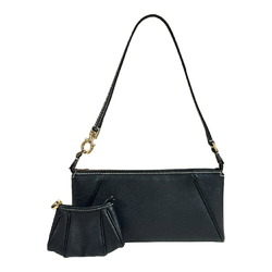 Salvatore Ferragamo Gancini Handbag Leather AU-21 3435 Black Women's