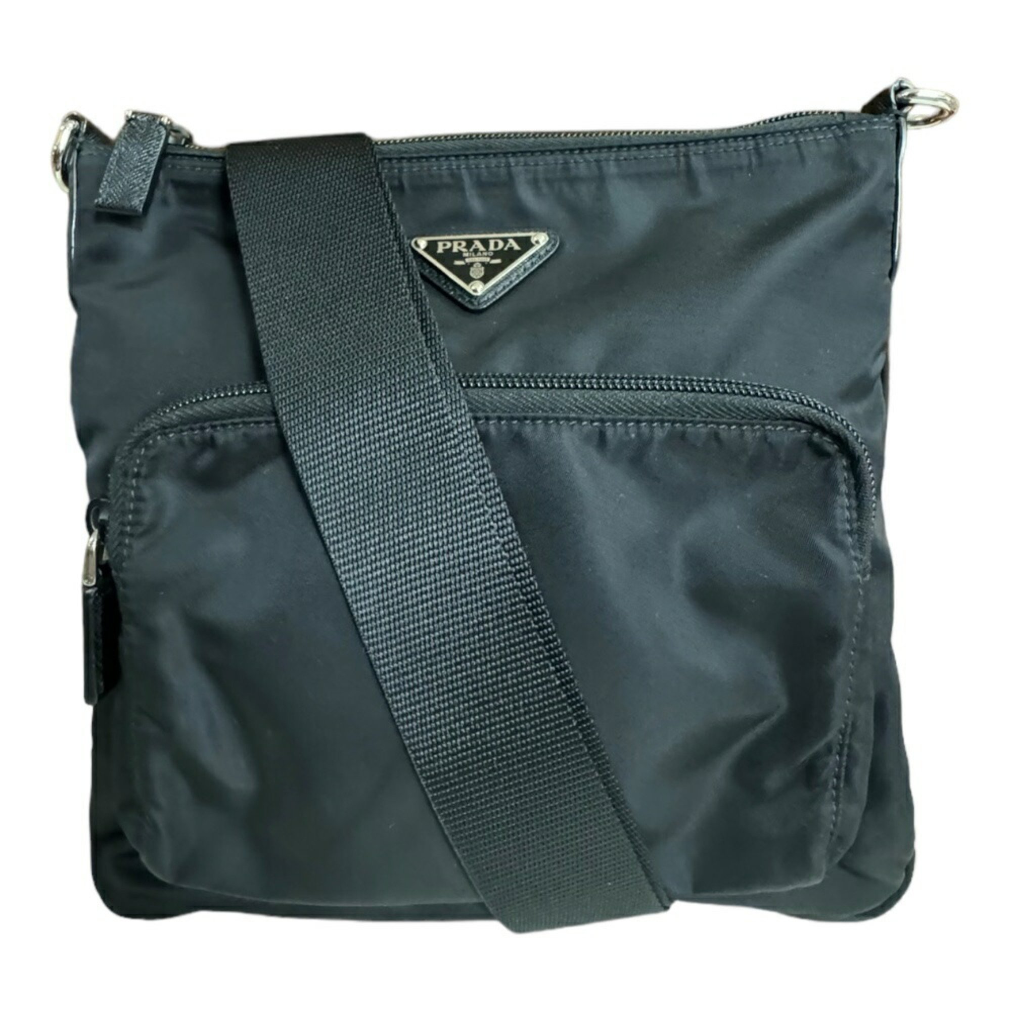 Prada Shoulder Bag Nylon 1BH716 Black Unisex PRADA