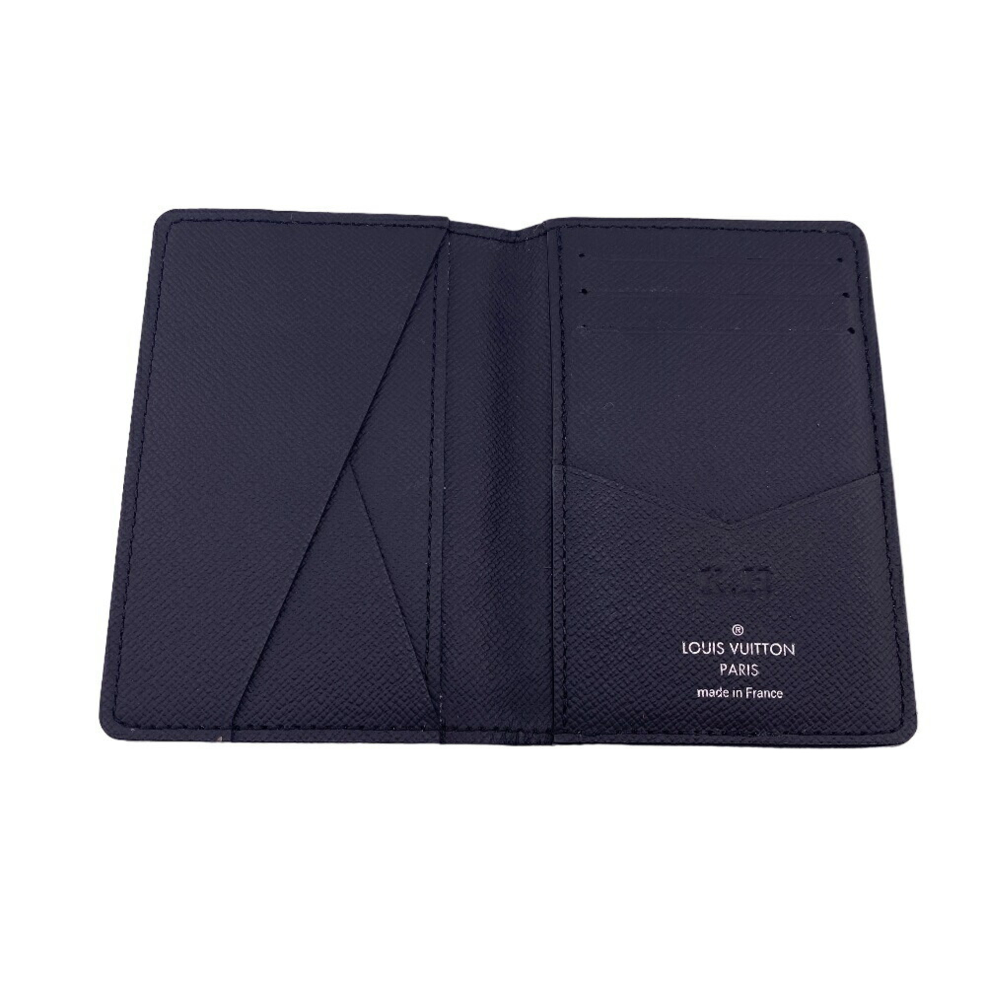 LOUIS VUITTON M30537 Organizer de Poche Business Card Holder Taiga Case Black Men's