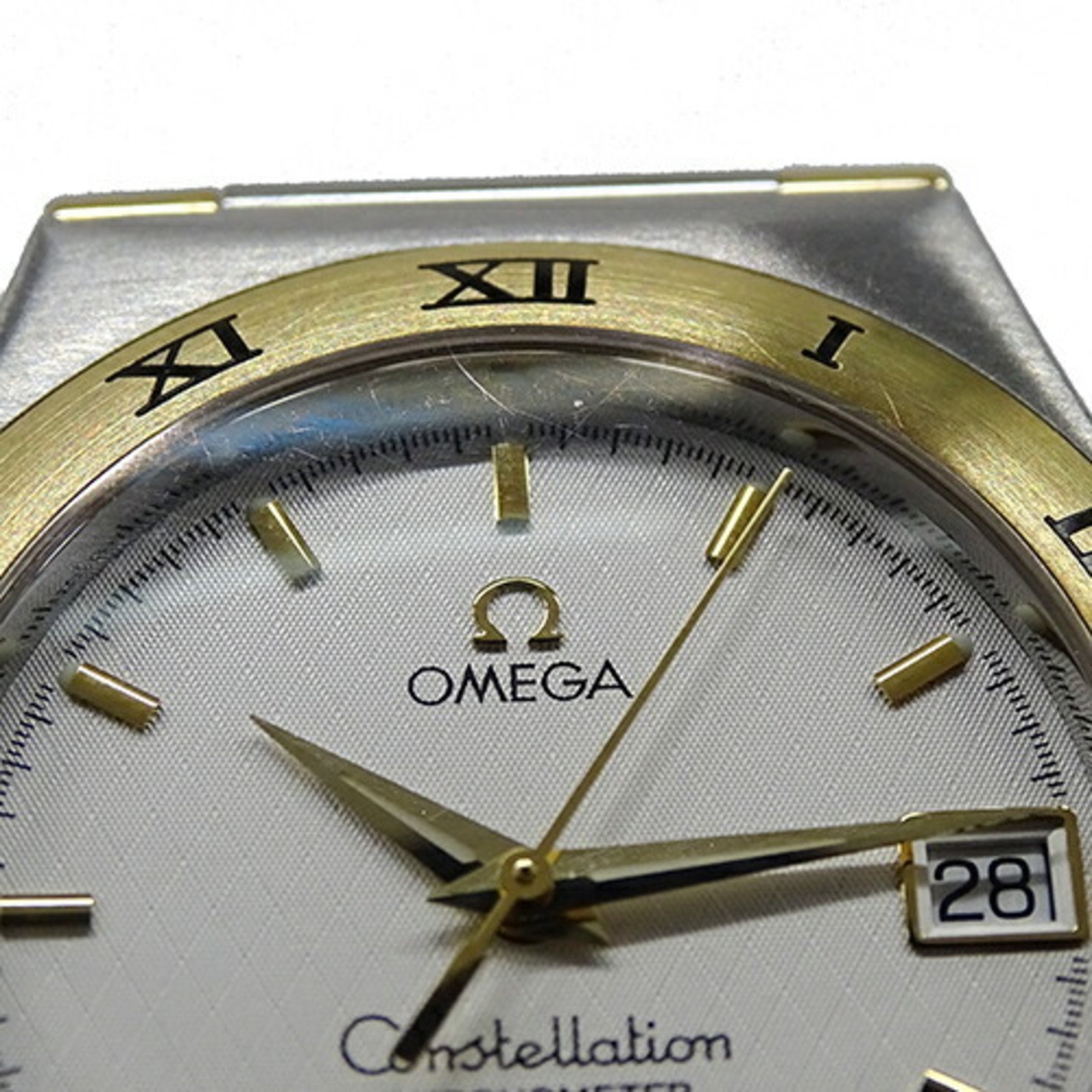 OMEGA Constellation 1202.30 Watch Men's Date Automatic AT Stainless Steel SS Gold YG Combi Silver White Half Bar