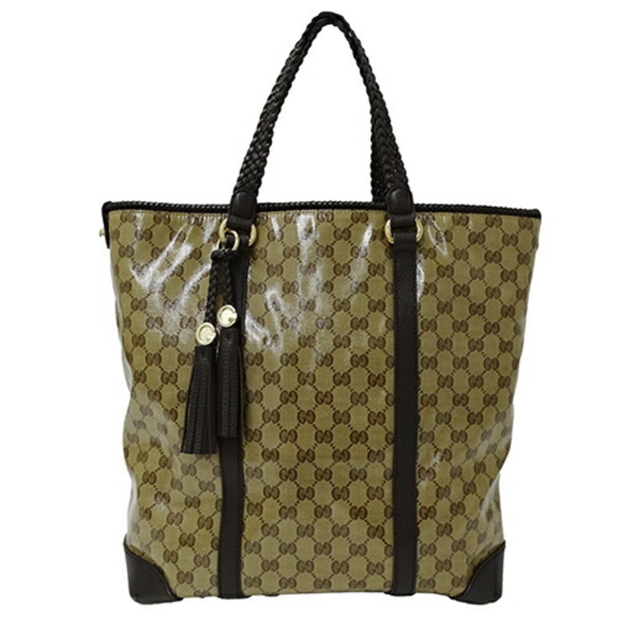 GUCCI Bag Women's Tote Coated Canvas GG Crystal Brown 336660