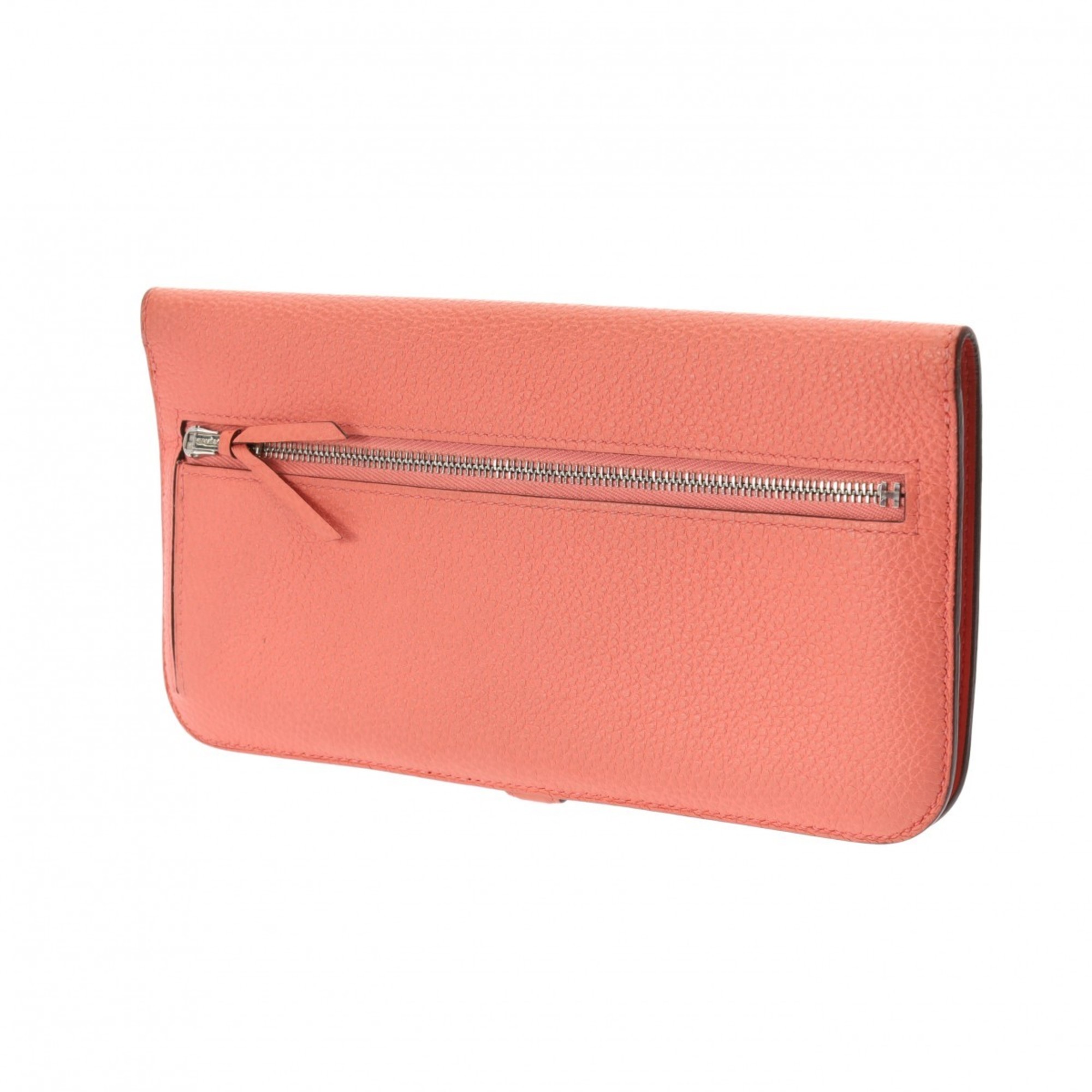 HERMES Dogon Long Flamingo/Rose Candy T Engraved (around 2015) Women's Togo Wallet