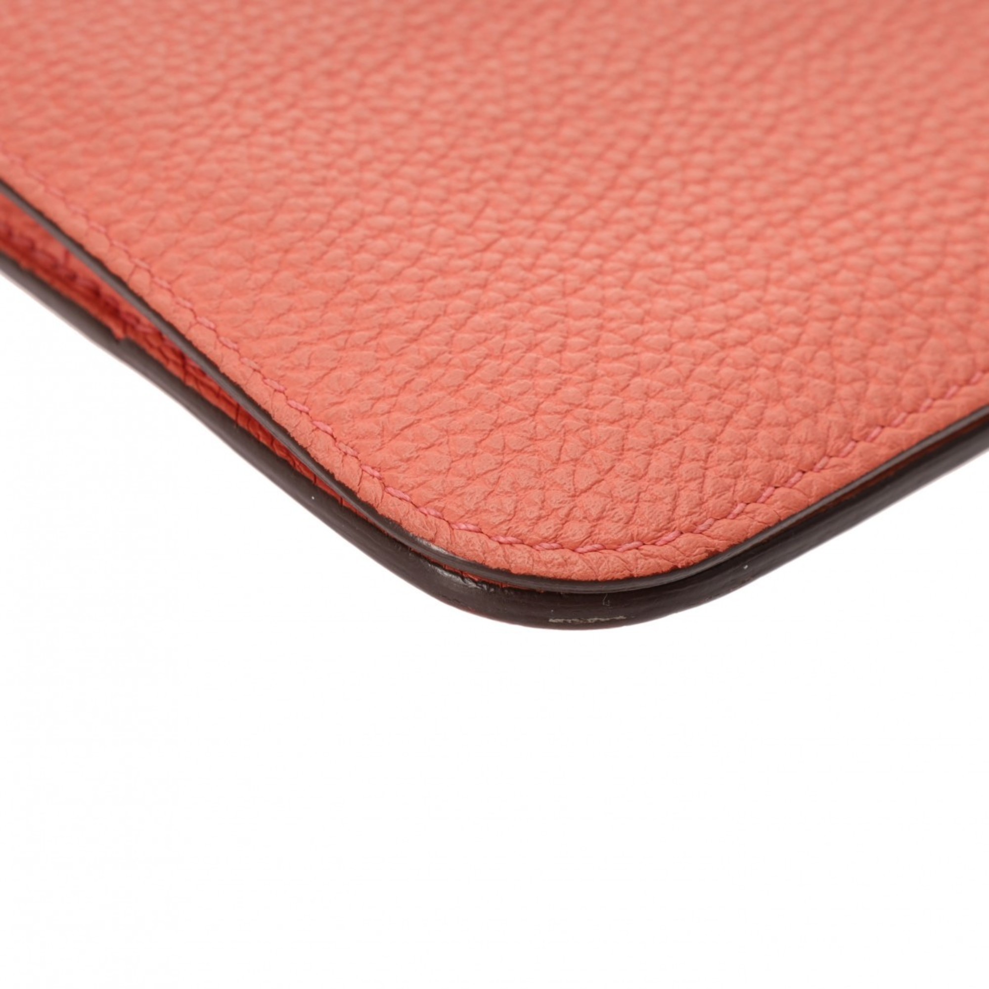 HERMES Dogon Long Flamingo/Rose Candy T Engraved (around 2015) Women's Togo Wallet