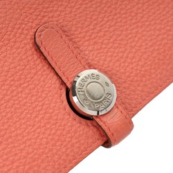 HERMES Dogon Long Flamingo/Rose Candy T Engraved (around 2015) Women's Togo Wallet