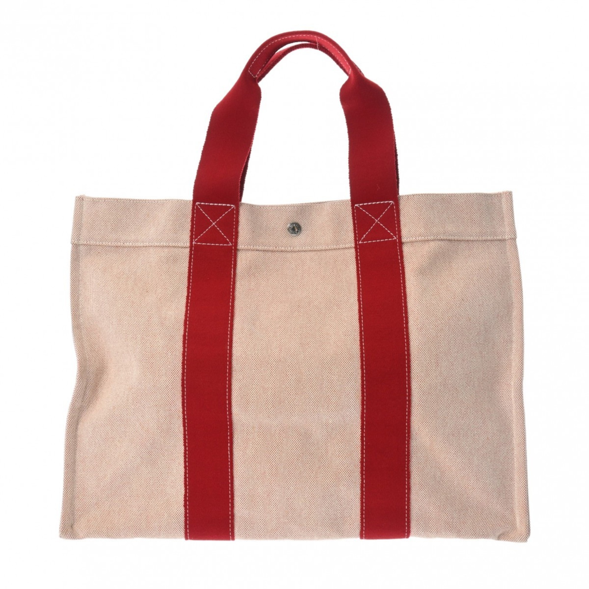 HERMES Hermes Coquillage GM Red Unisex Canvas Tote Bag