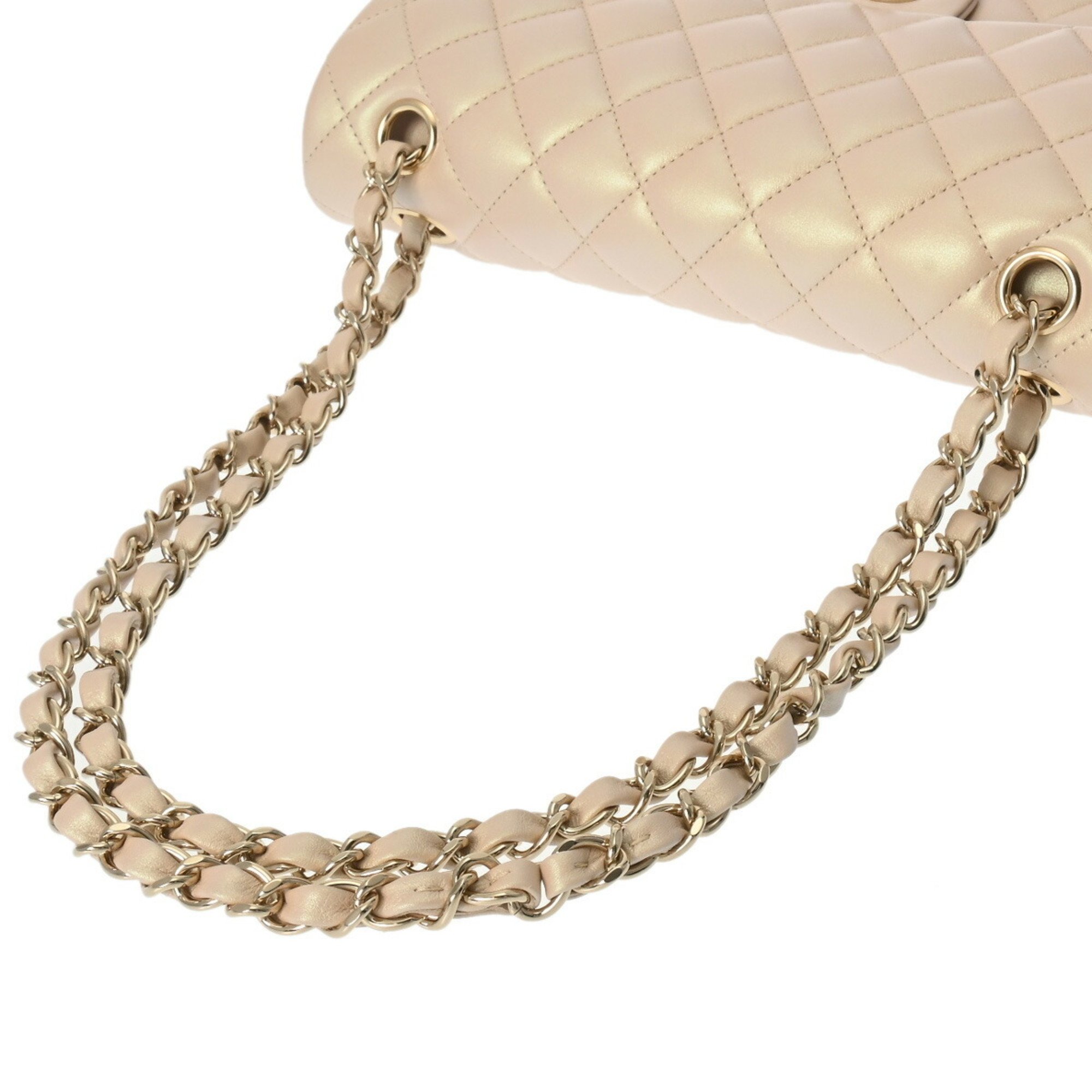 CHANEL Chanel Matelasse Chain Shoulder Double Lid 25cm Black Women's Caviar Skin Bag