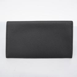 Hermes Long Wallet Fleming D Engraved Epsom Black Men's Women's