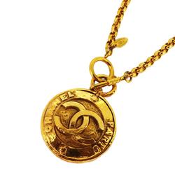 Chanel Necklace Coco Mark Circle Mirror GP Plated Gold Women's