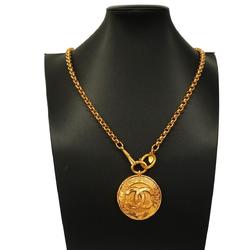 Chanel Necklace Coco Mark Circle Mirror GP Plated Gold Women's