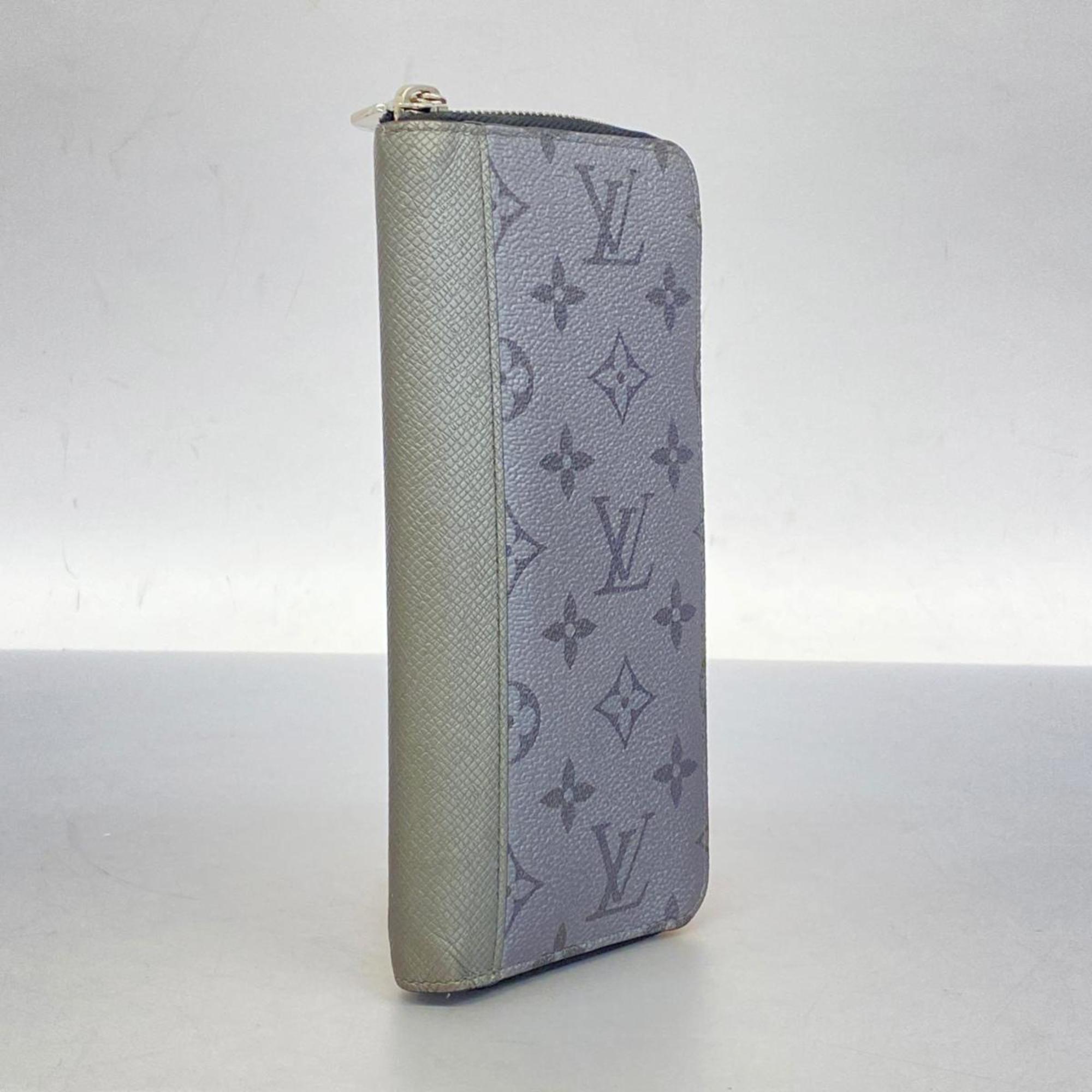 Louis Vuitton Long Wallet Taigarama Zippy Vertical M30841 Silver Men's