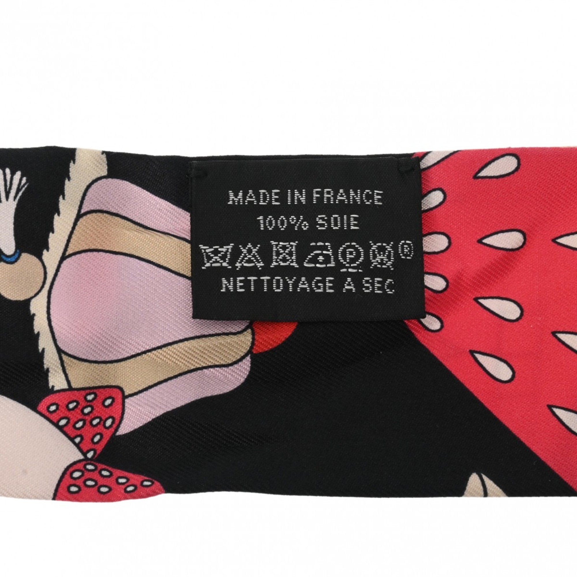 HERMES Twilly Charm LA PATISSERE FRANCAISE Black Multicolor Women's 100% Silk Scarf Muffler