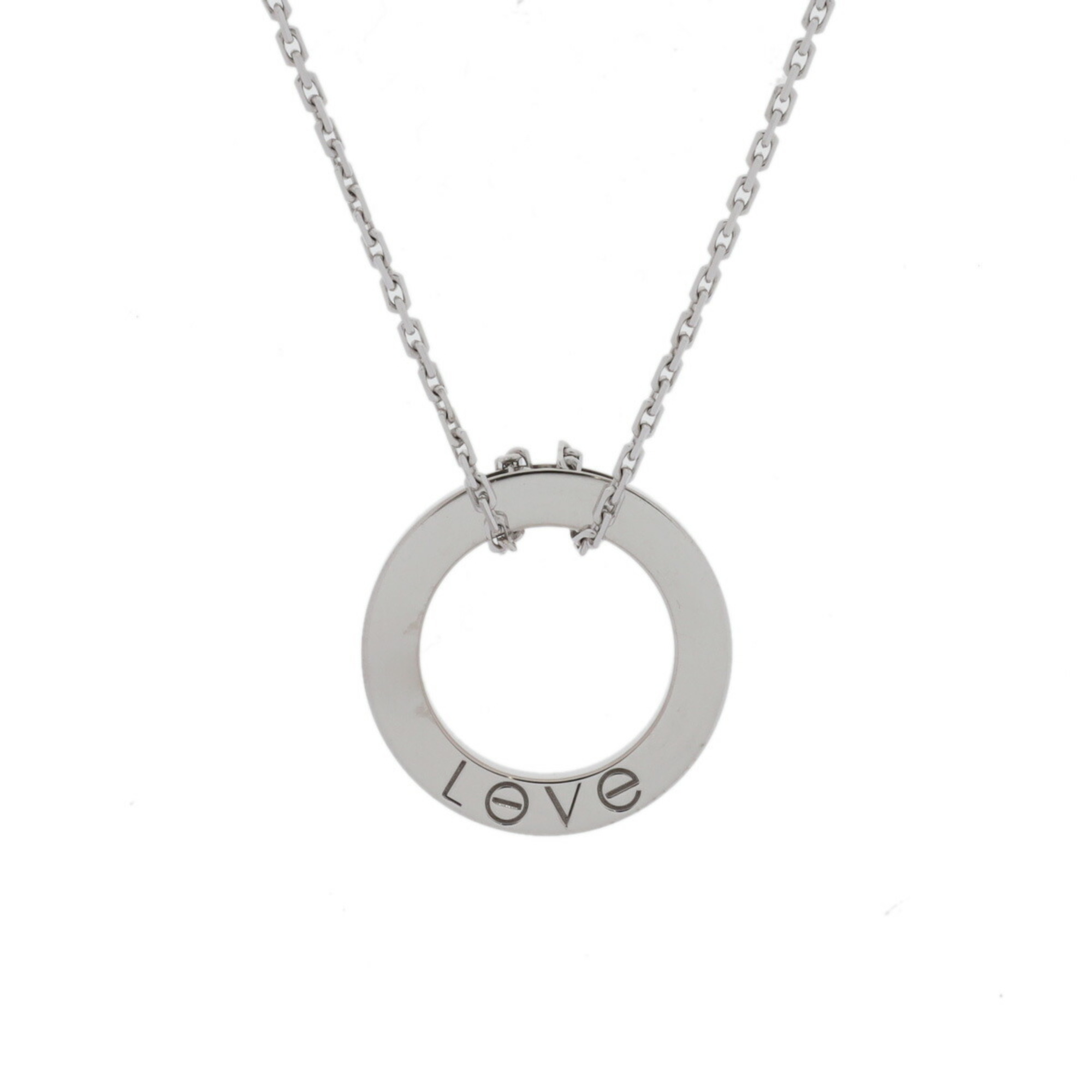 CARTIER Love Necklace 3P Diamond Women's K18 White Gold