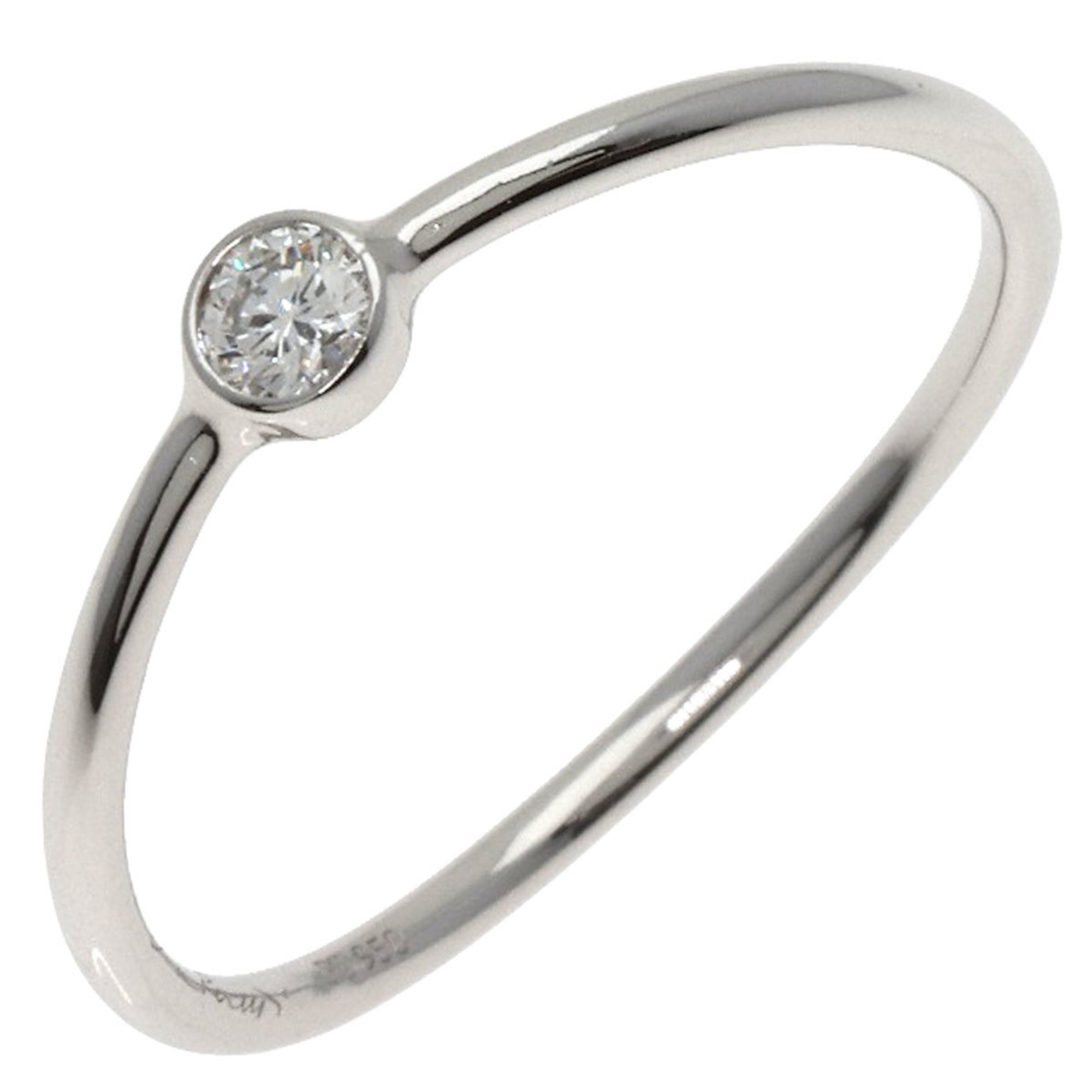 Tiffany Wave Single Row 1P Diamond Ring, Platinum PT950, Women's, TIFFANY&Co.