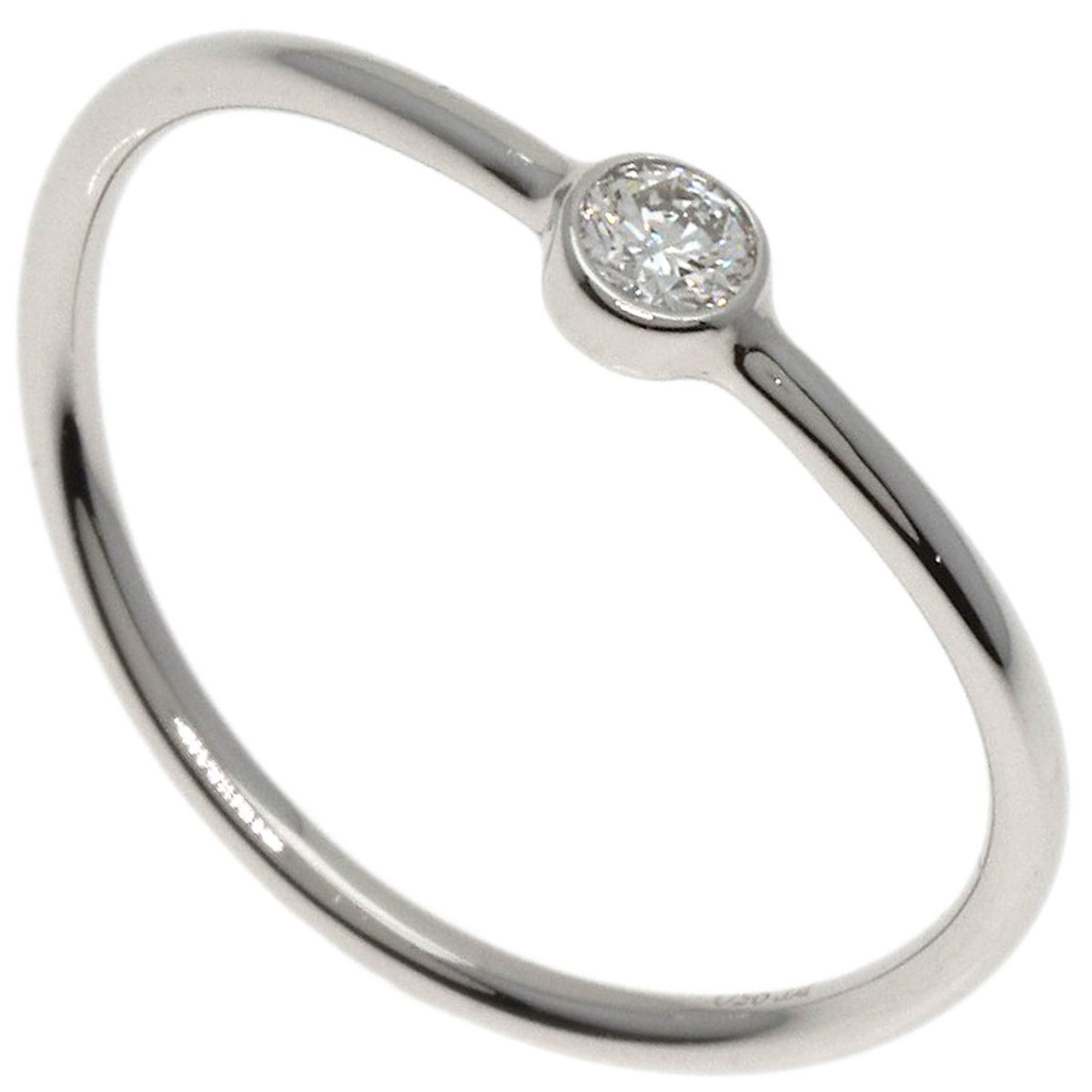 Tiffany Wave Single Row 1P Diamond Ring, Platinum PT950, Women's, TIFFANY&Co.