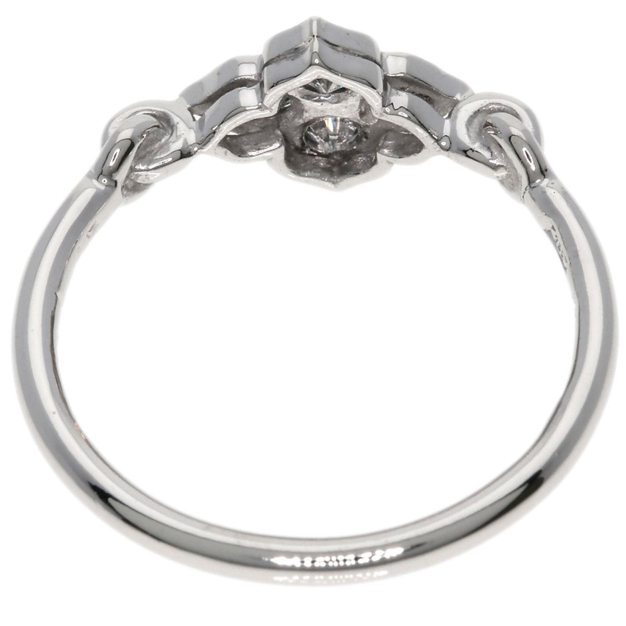 Cartier Lotus Hindu 4P Diamond #47 Ring K18 White Gold Women's CARTIER