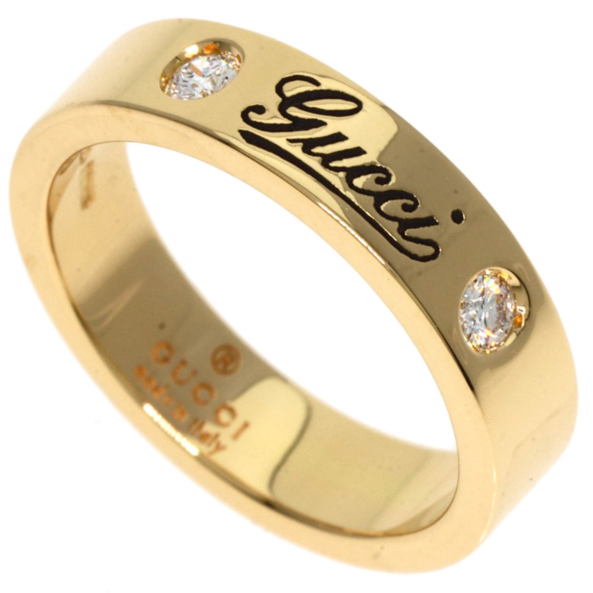 Gucci Icon Print 2P Diamond #5 Ring, K18 Yellow Gold, Women's, GUCCI