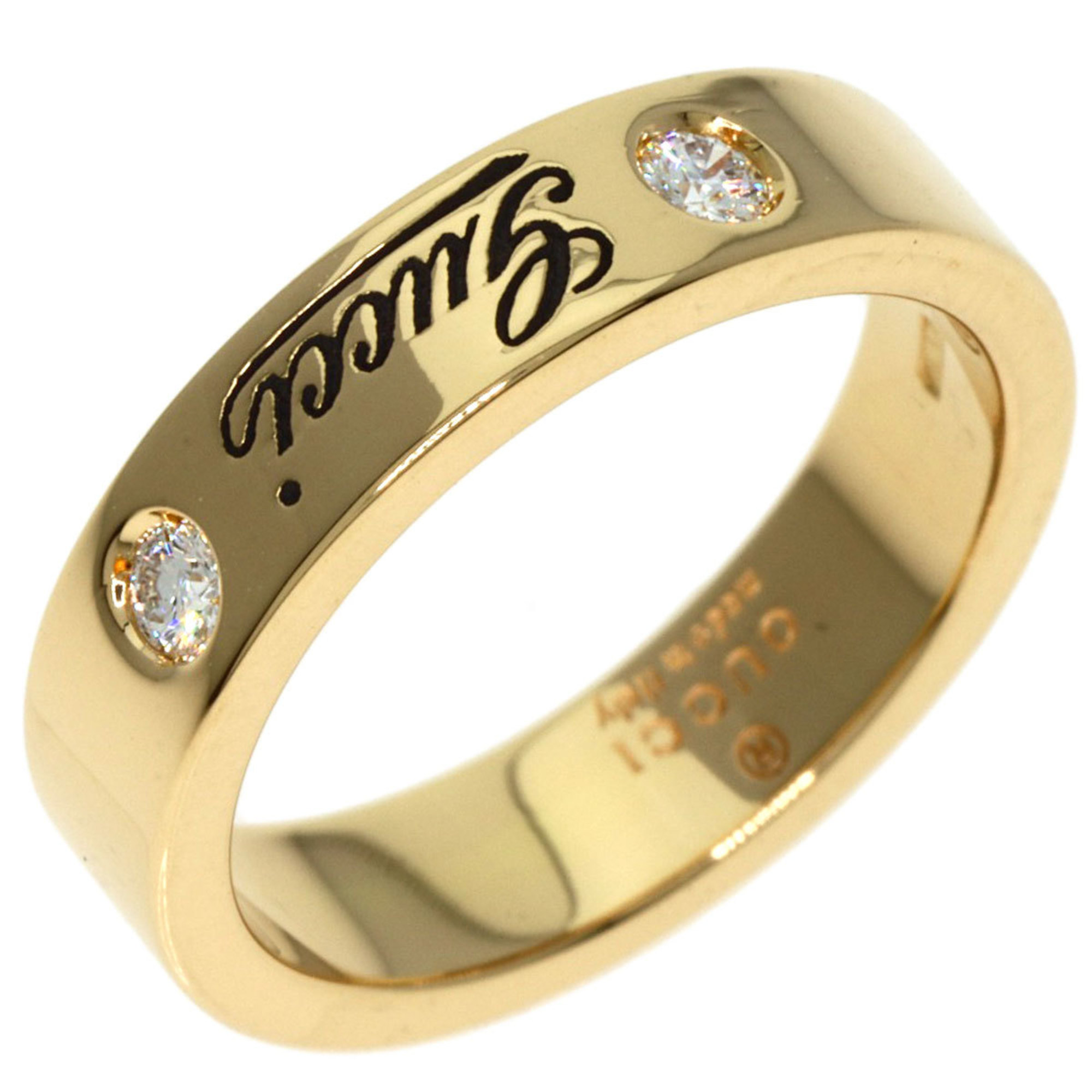 Gucci Icon Print 2P Diamond #5 Ring, K18 Yellow Gold, Women's, GUCCI