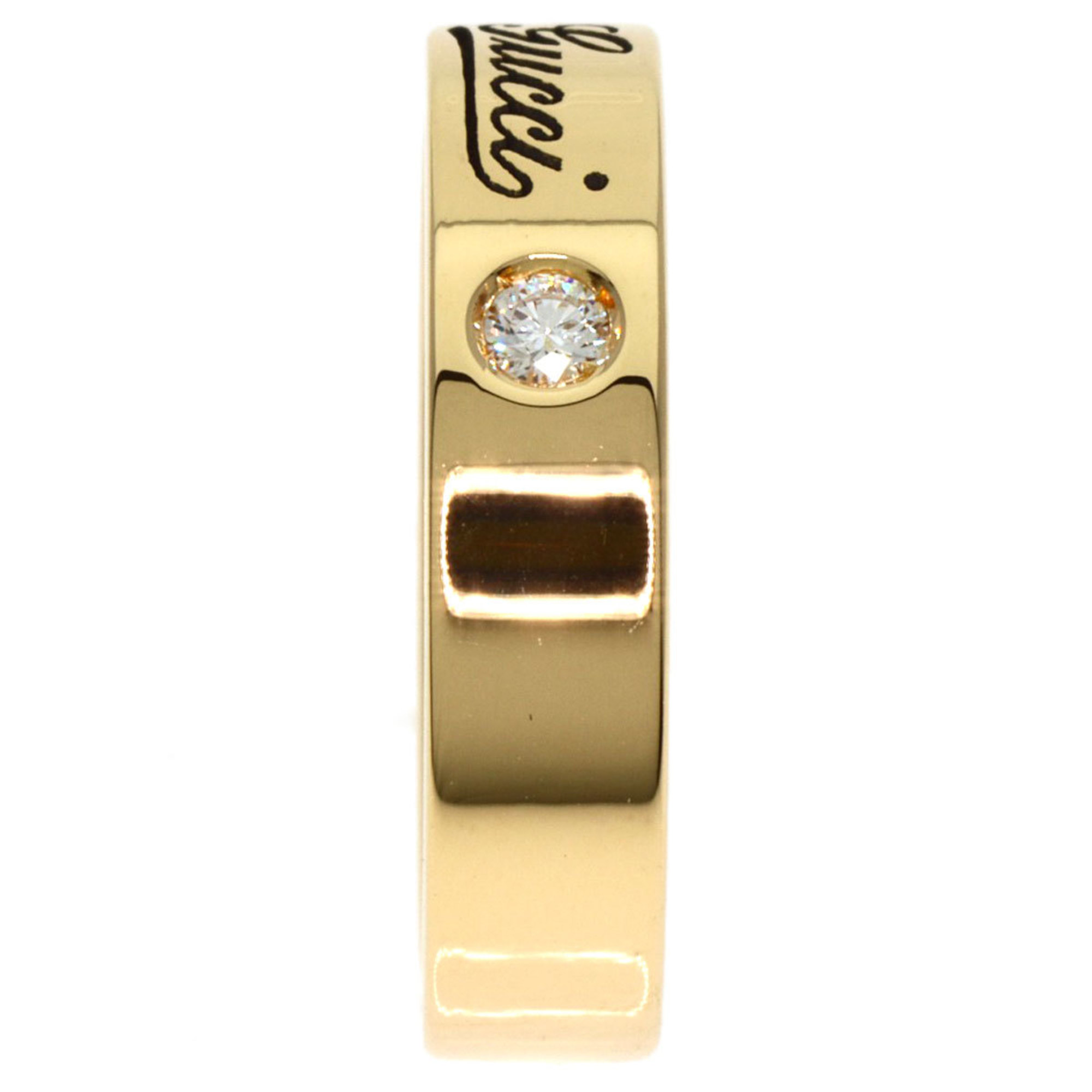 Gucci Icon Print 2P Diamond #5 Ring, K18 Yellow Gold, Women's, GUCCI