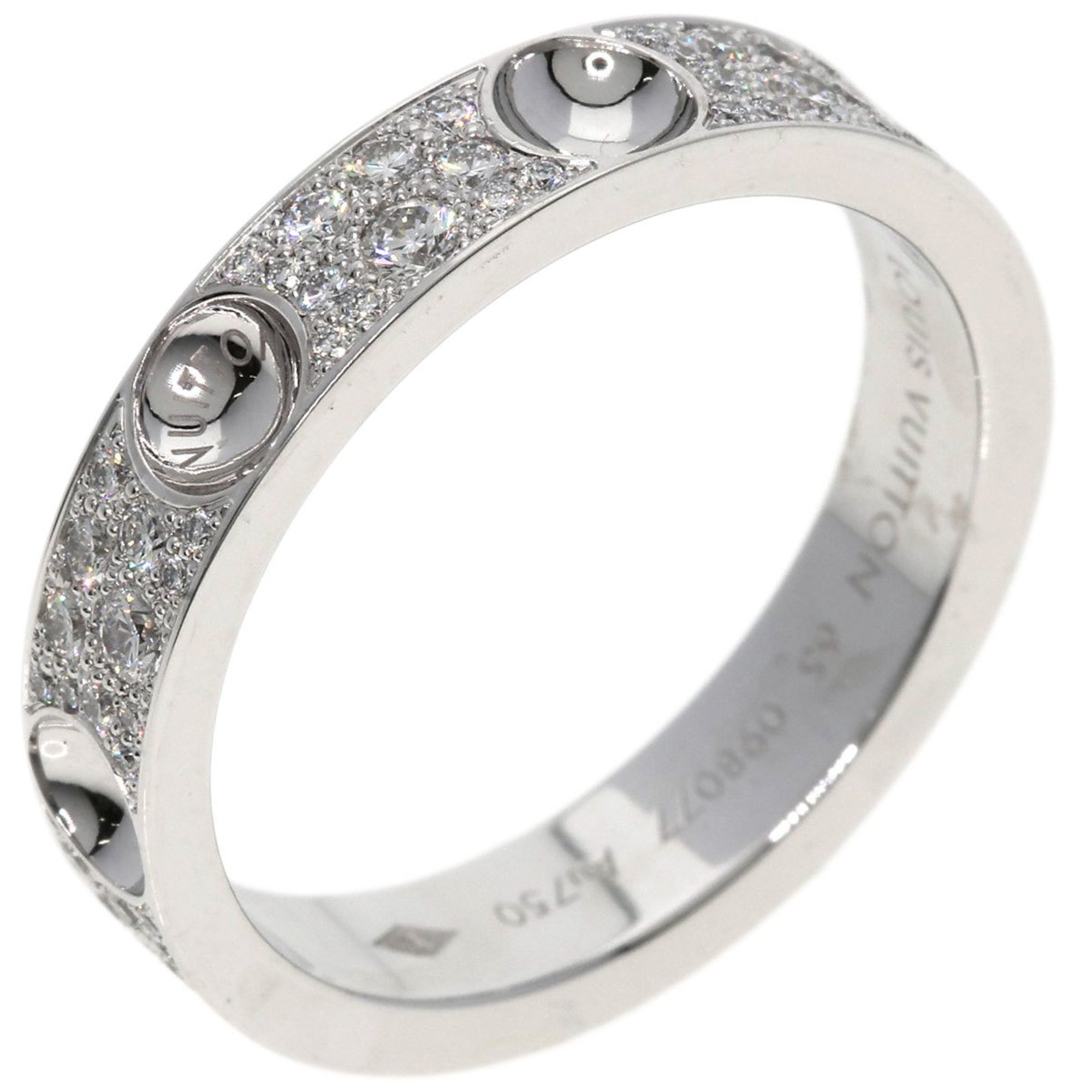 Louis Vuitton Petite Bourg Empreinte Diamond #65 Ring, K18 White Gold, Men's LOUIS VUITTON