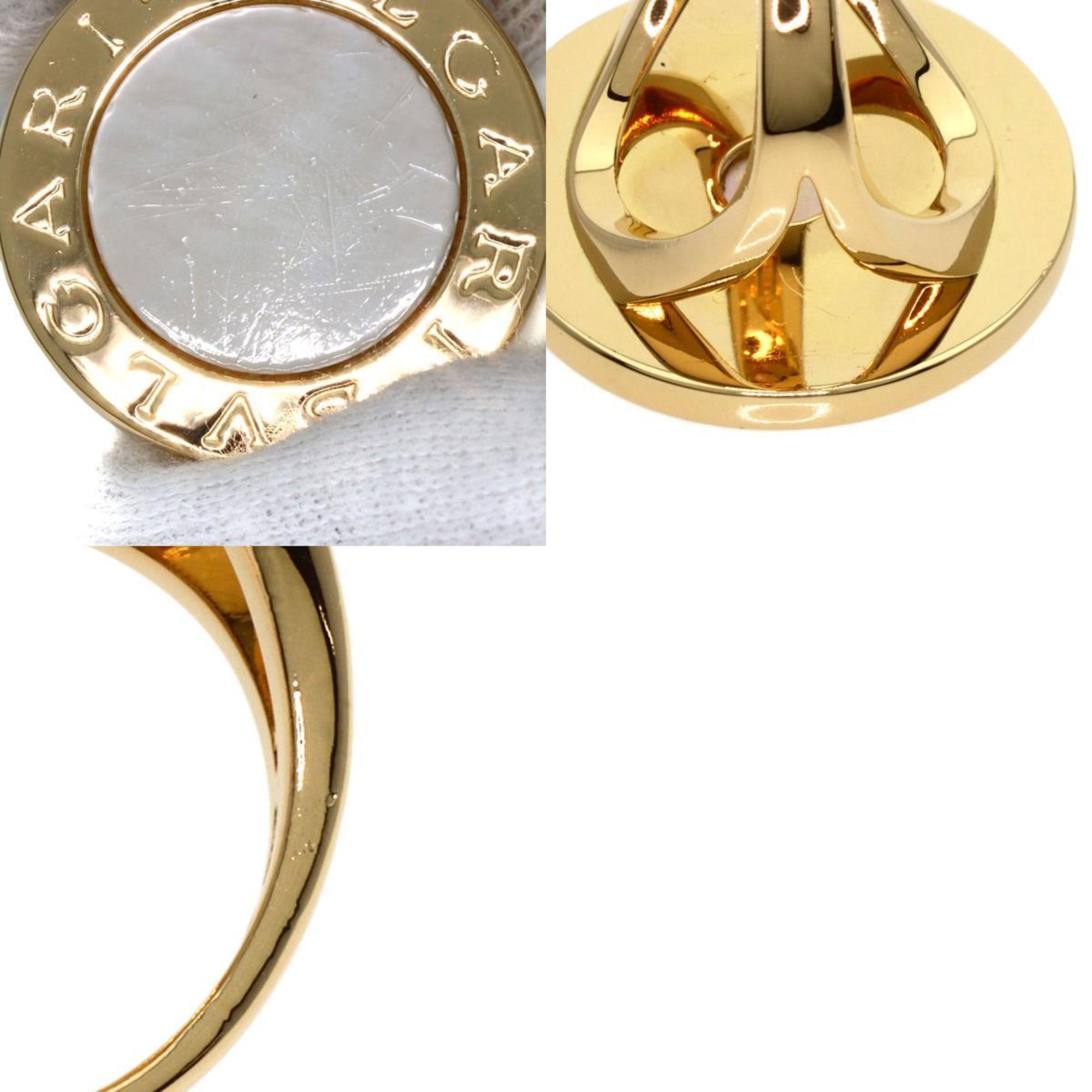 BVLGARI White Shell Ring, 18K Yellow Gold, Women's