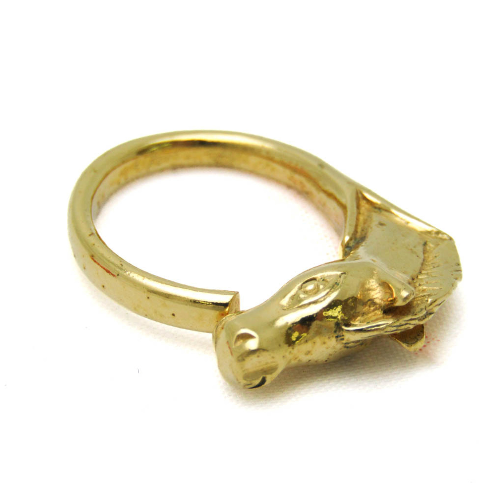 Hermes Cheval Metal Band Ring Gold