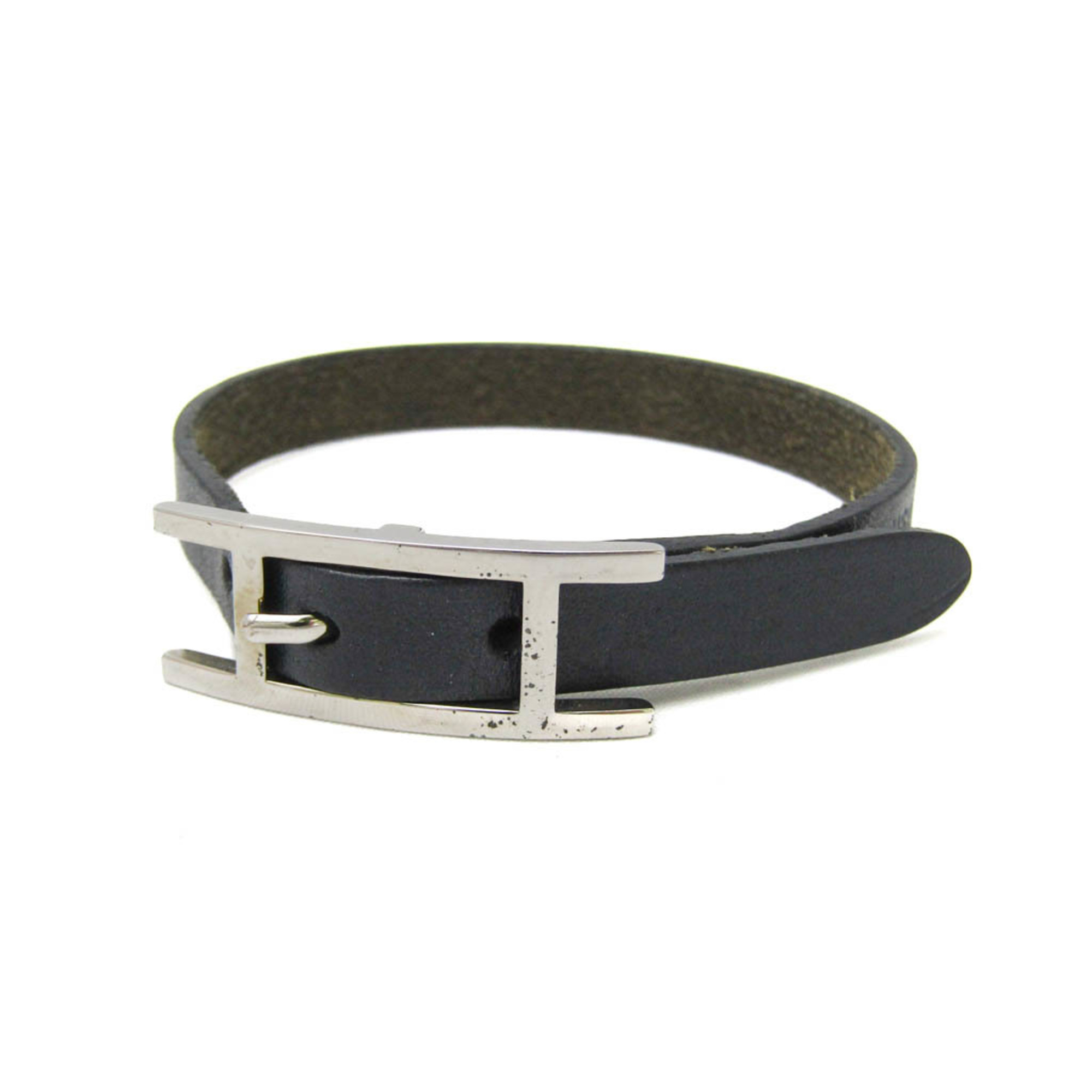 Hermes Hapi III Tandem Leather Charm Bracelet Black