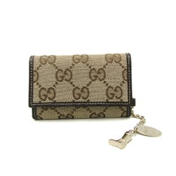 Gucci With Boot Charm 154184 Men,Women Leather GG Canvas Key Case Beige,Dark Brown