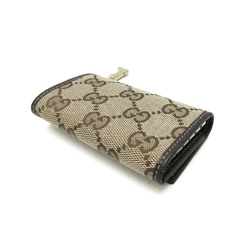 Gucci With Boot Charm 154184 Men,Women Leather GG Canvas Key Case Beige,Dark Brown