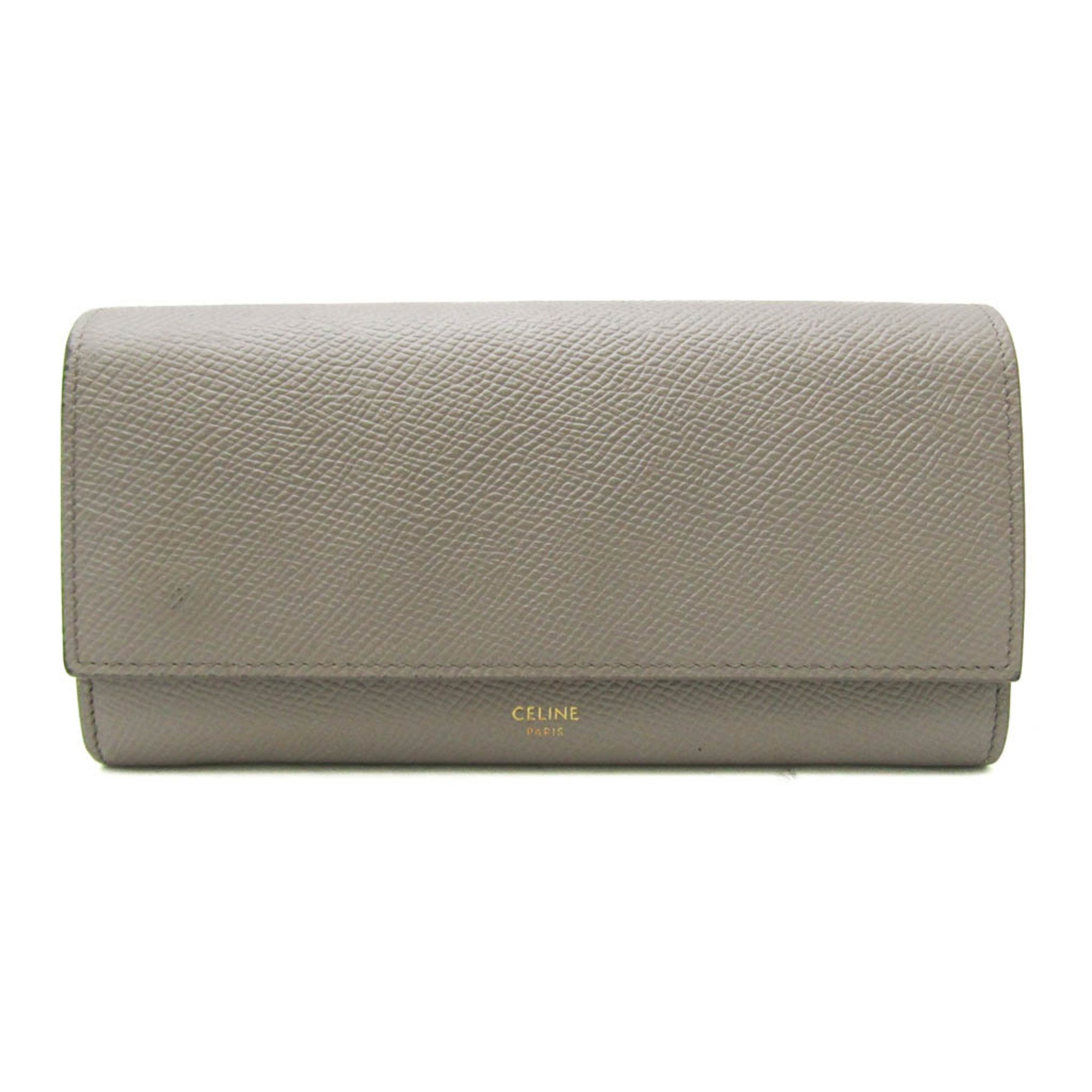 Celine Large Flap Wallet 10B563BEL Women's  Calfskin Long Wallet (bi-fold) Gray