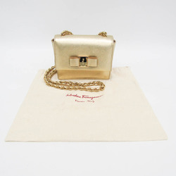 Salvatore Ferragamo Vara 21 E479 Women's Leather Shoulder Bag Gold