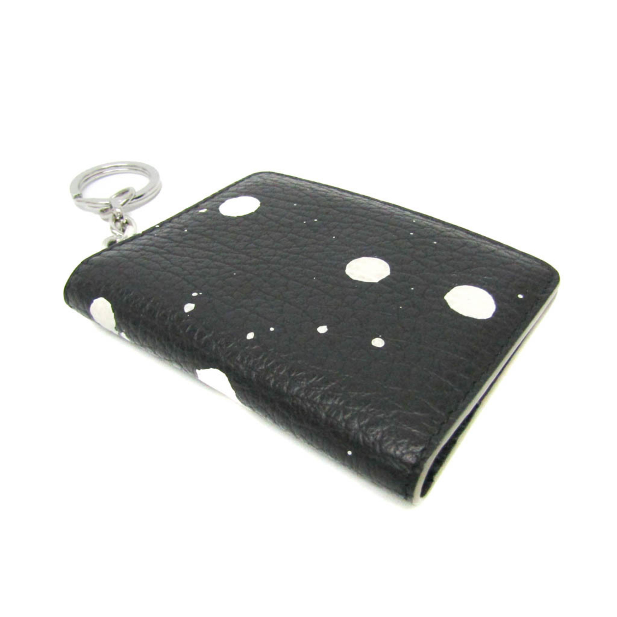 Maison Margiela With Key Ring S56UI0128 Leather Card Case Black,White