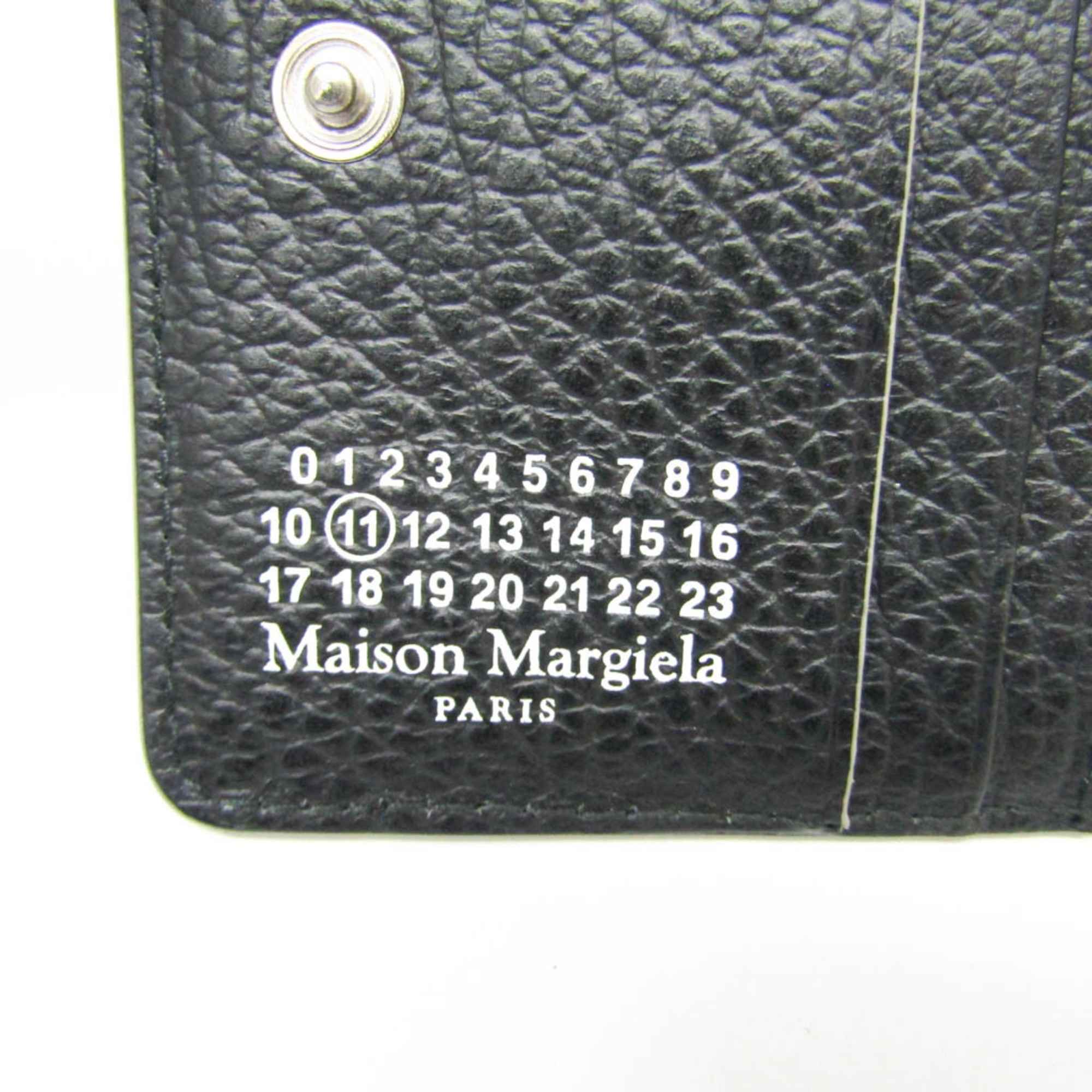 Maison Margiela With Key Ring S56UI0128 Leather Card Case Black,White