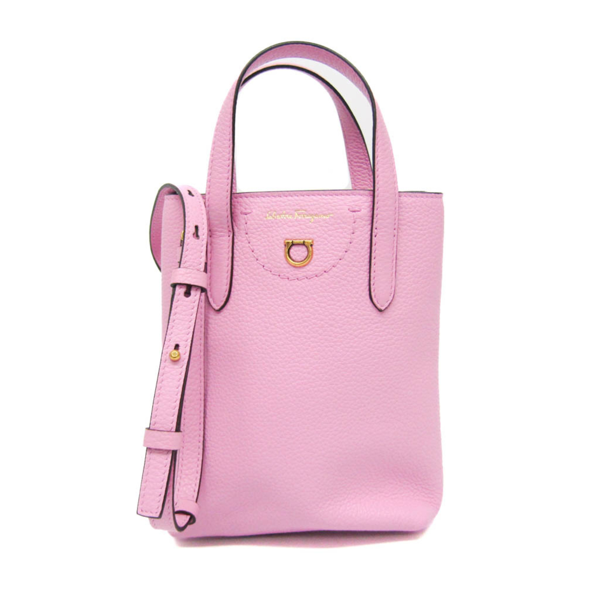 Salvatore Ferragamo AU-22 0024 Women's Leather Bag Pink