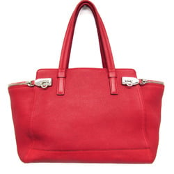 Salvatore Ferragamo Gancini DH-21 D555 Women's Leather Tote Bag Red Color