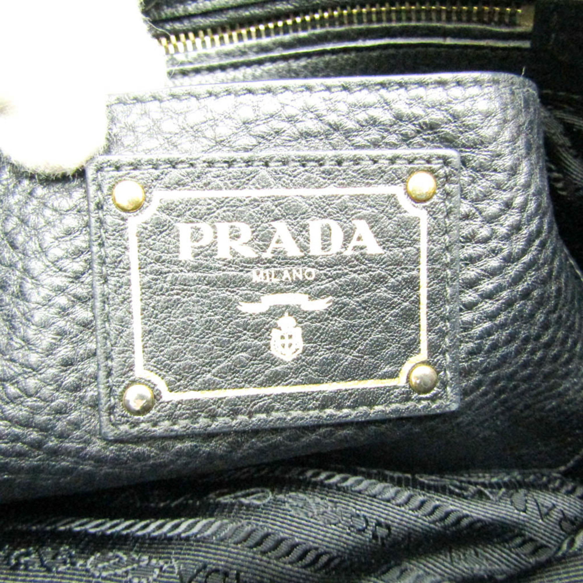 Prada Women's Leather Handbag,Shoulder Bag Black