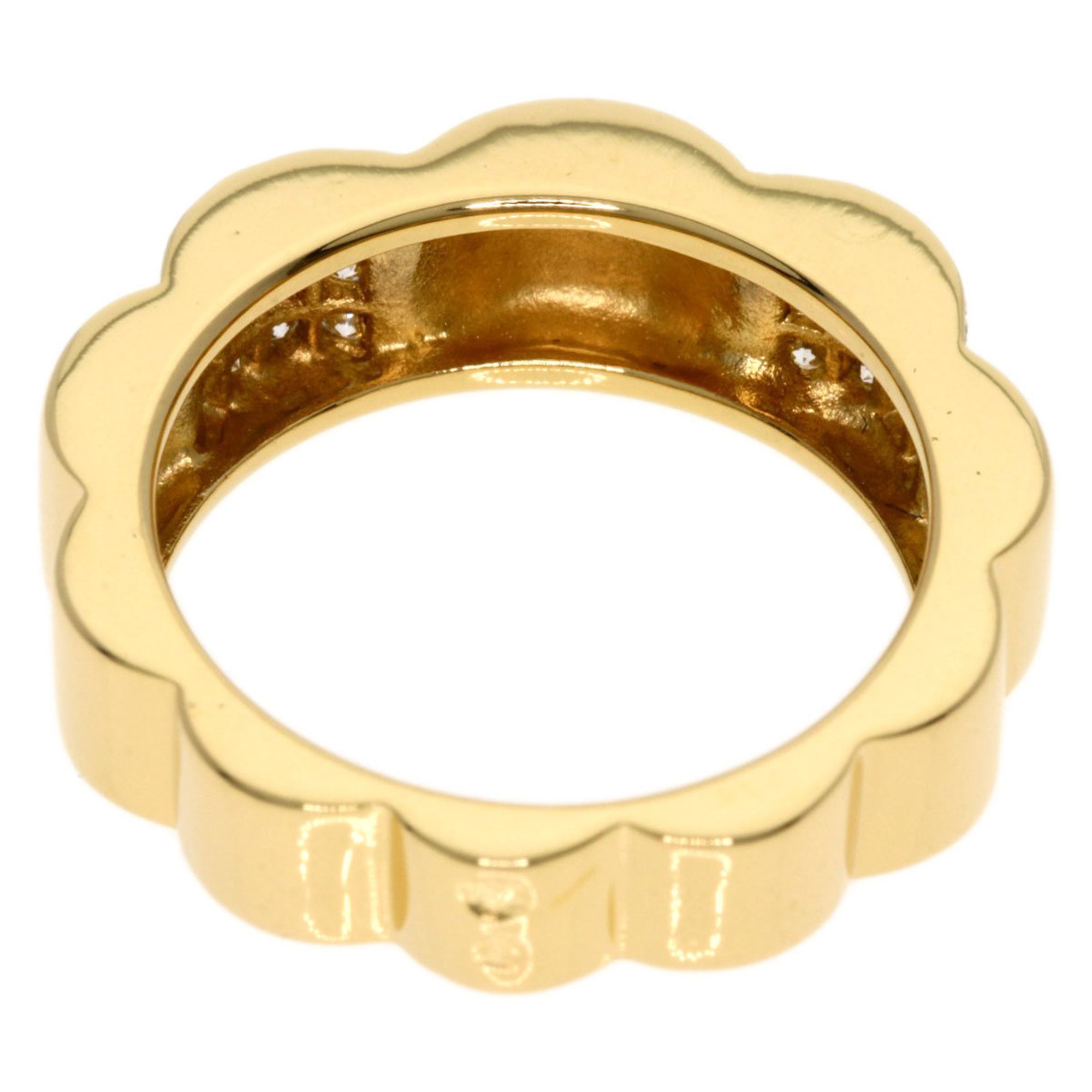 CHANEL Profield Camellia Diamond #49 Ring, K18 Yellow Gold, Women's,