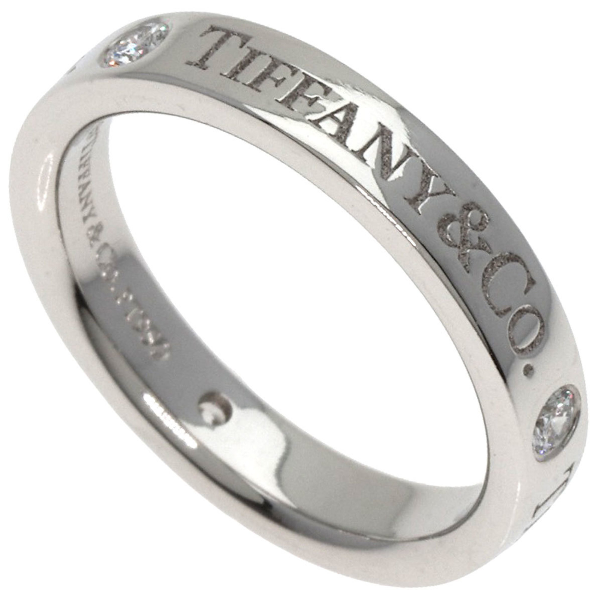 Tiffany Flat Band Ring 3P Diamond Platinum PT950 Women's TIFFANY&Co.