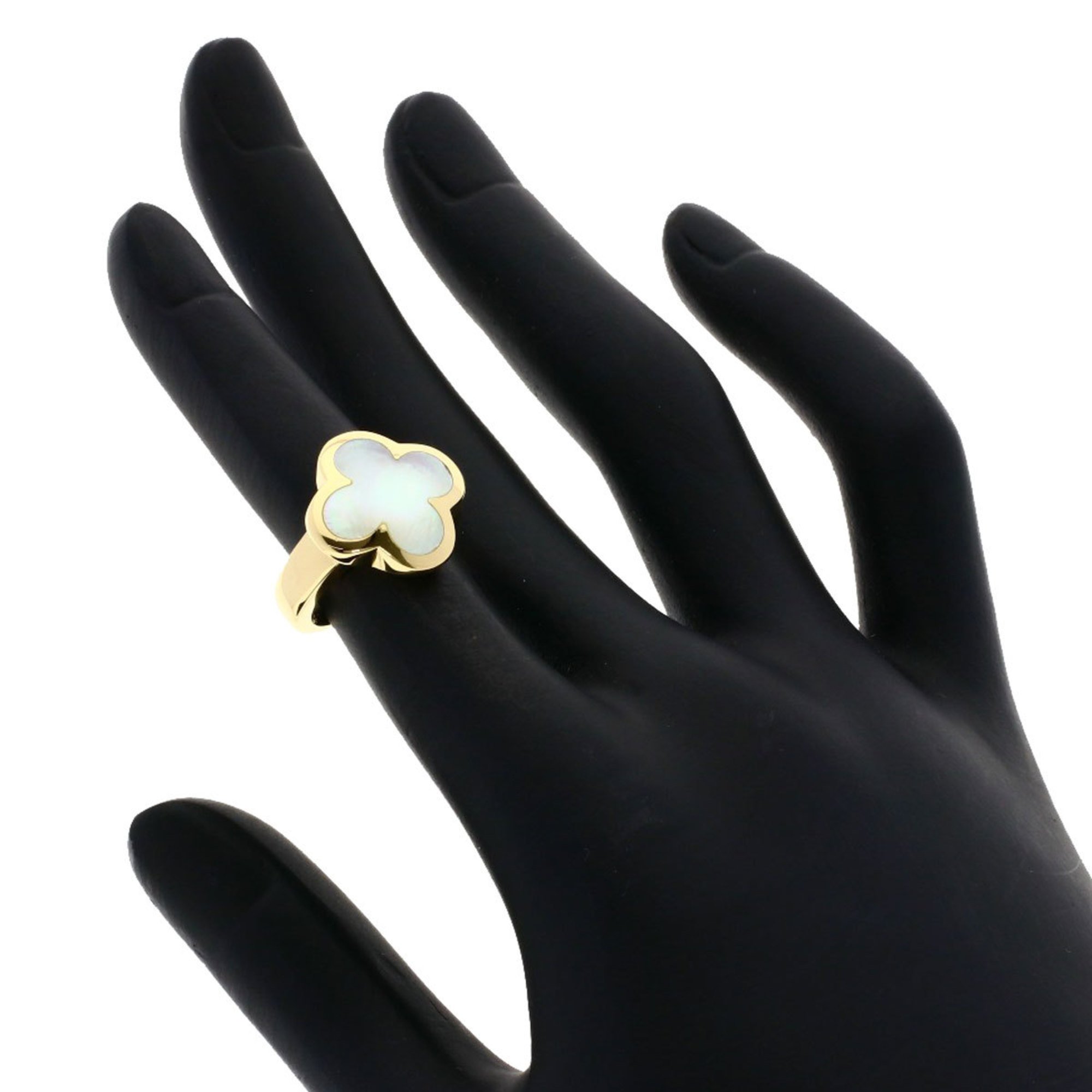 Van Cleef & Arpels Pure Alhambra Shell Ring, 18K Yellow Gold, Women's,