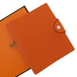 Hermes HERMES Notebook Cover Ulysse Leather Orange Silver Men's Women's w0656a