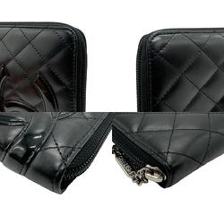 CHANEL Organizer Long Wallet Cambon Line Leather Patent Black Women's n0252