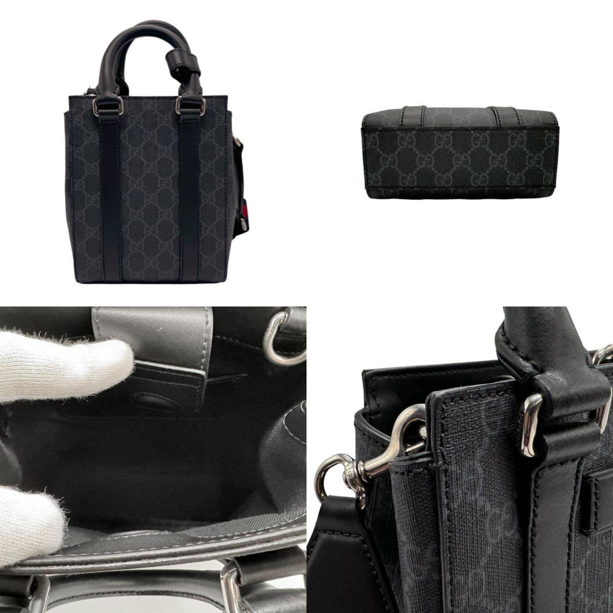 GUCCI Handbag Shoulder Bag GG Supreme Gray Black Silver Men Women 696010 n0239