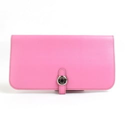 Hermes HERMES Long Wallet Dogon Leather Pink Silver Women's e59001g