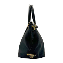 PRADA handbag canvas leather black gold ladies n0282