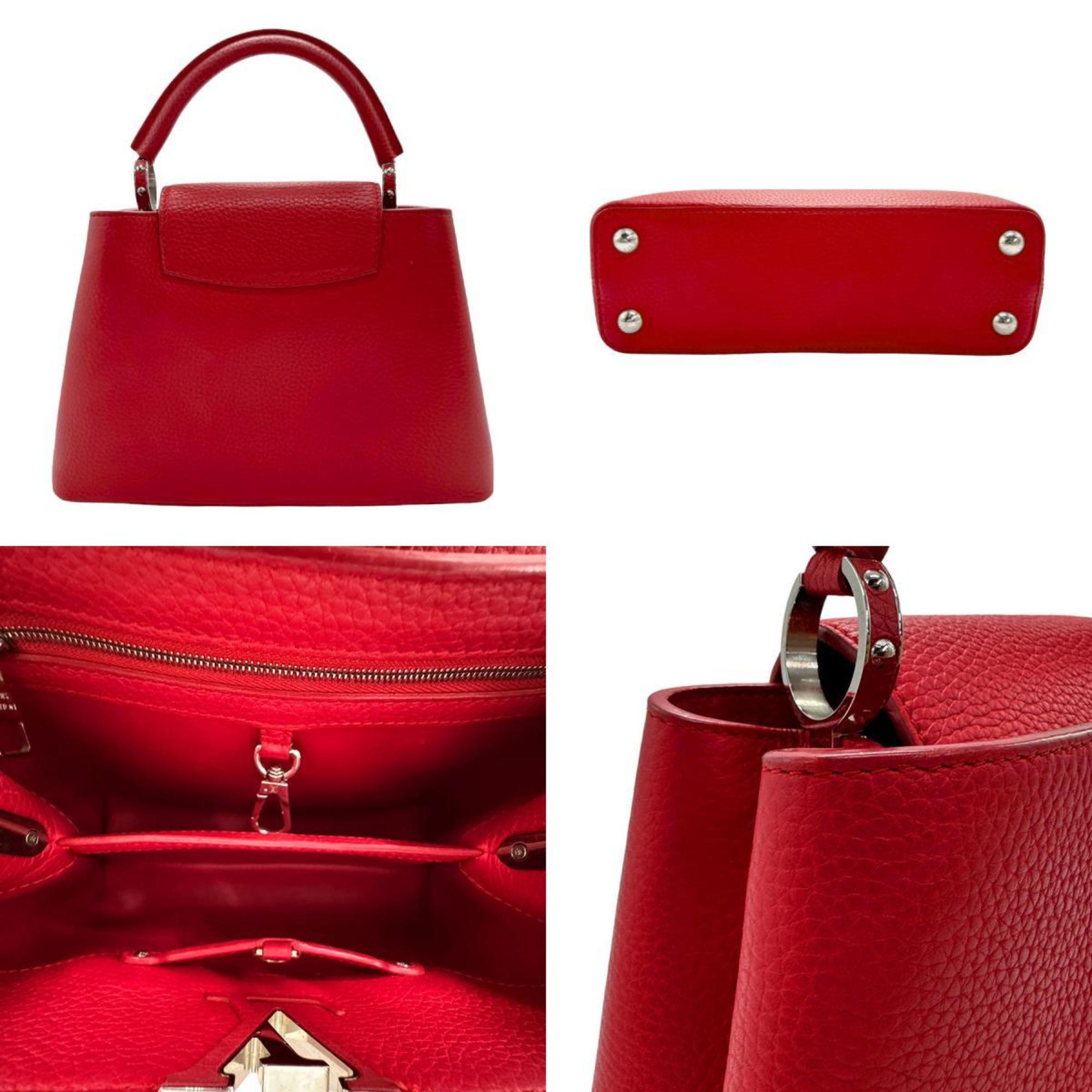 LOUIS VUITTON Handbag Shoulder Bag Capucines BB Leather Red Silver Women's z2133