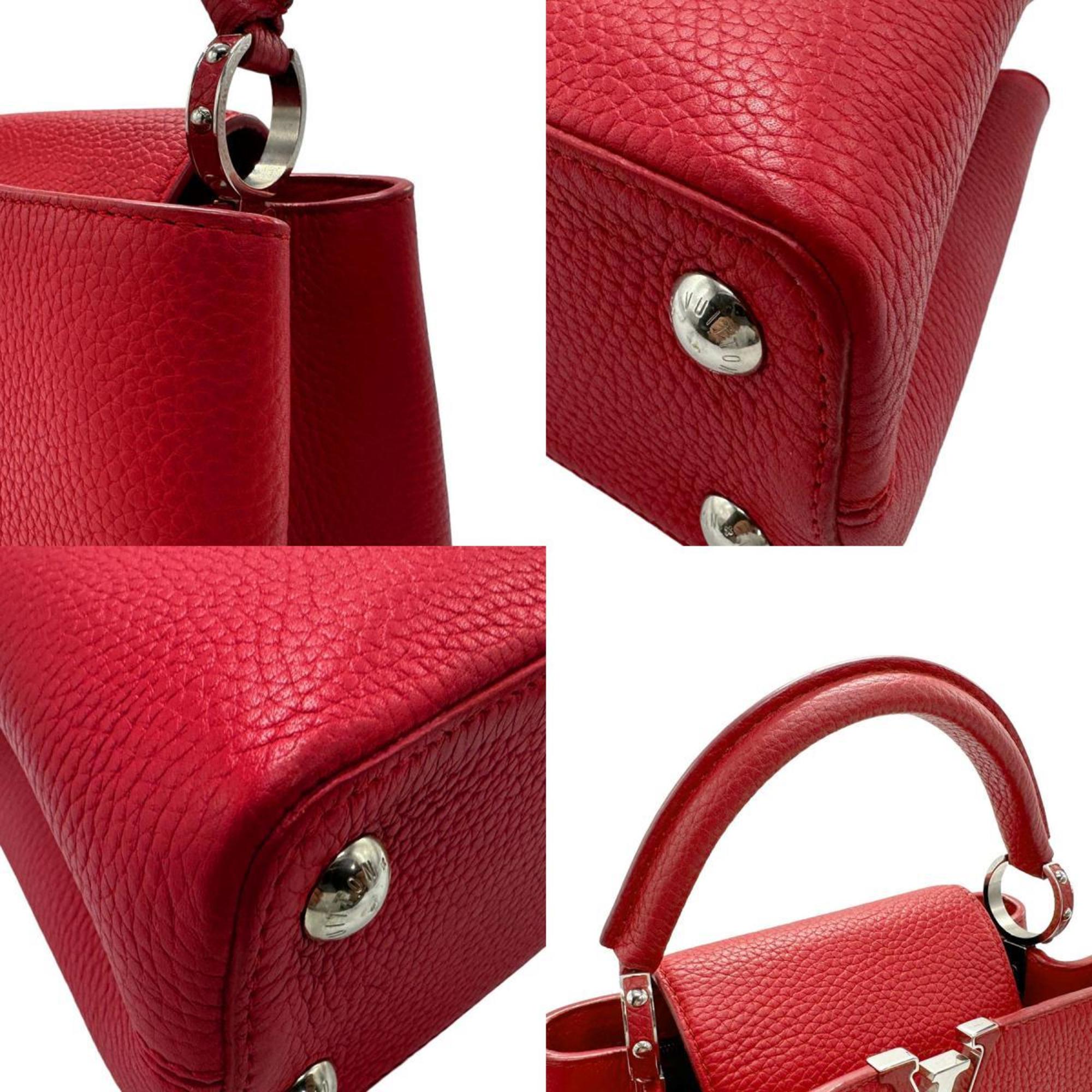 LOUIS VUITTON Handbag Shoulder Bag Capucines BB Leather Red Silver Women's z2133