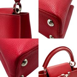 LOUIS VUITTON Handbag Shoulder Bag Capucines BB Leather Red Silver Women's z2133