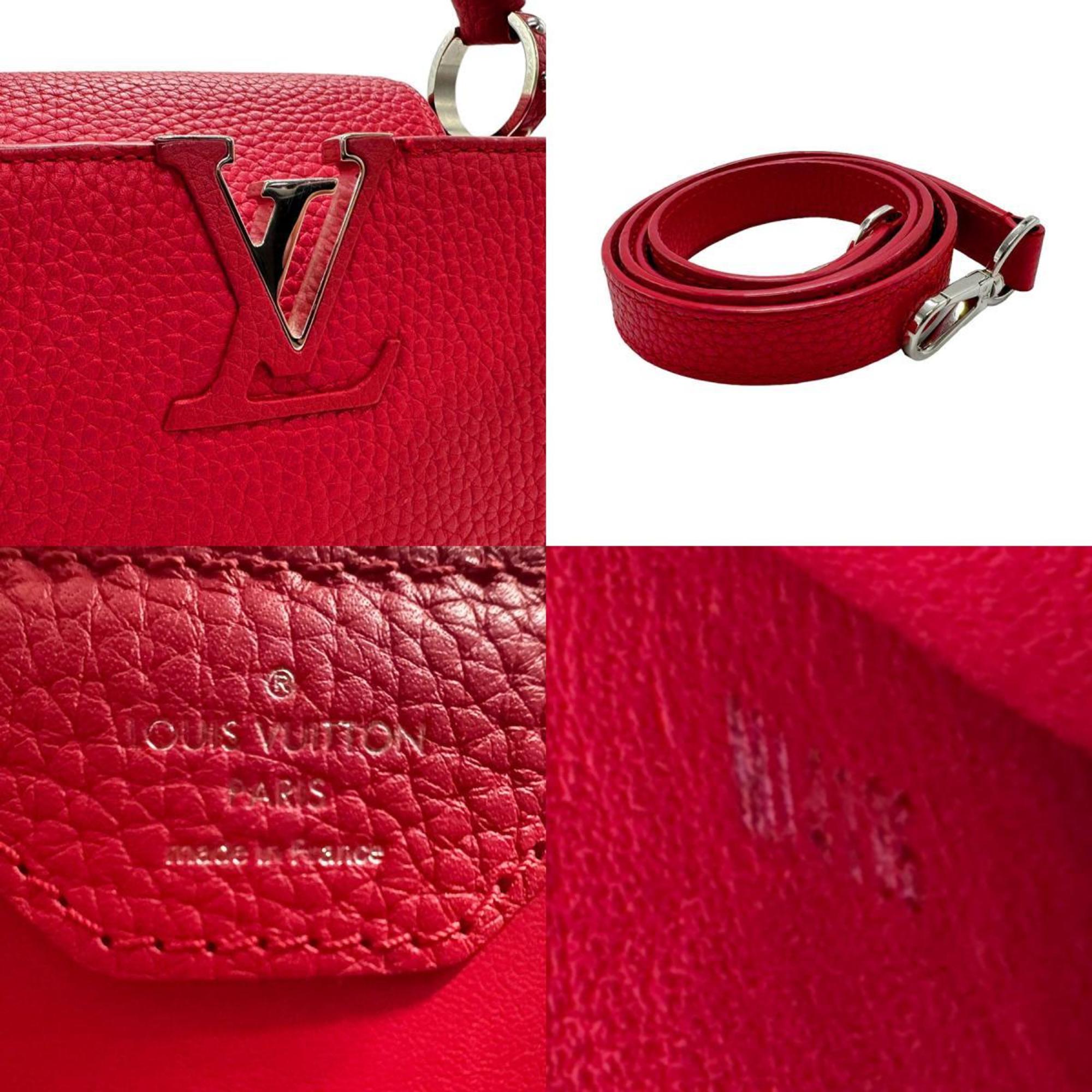 LOUIS VUITTON Handbag Shoulder Bag Capucines BB Leather Red Silver Women's z2133